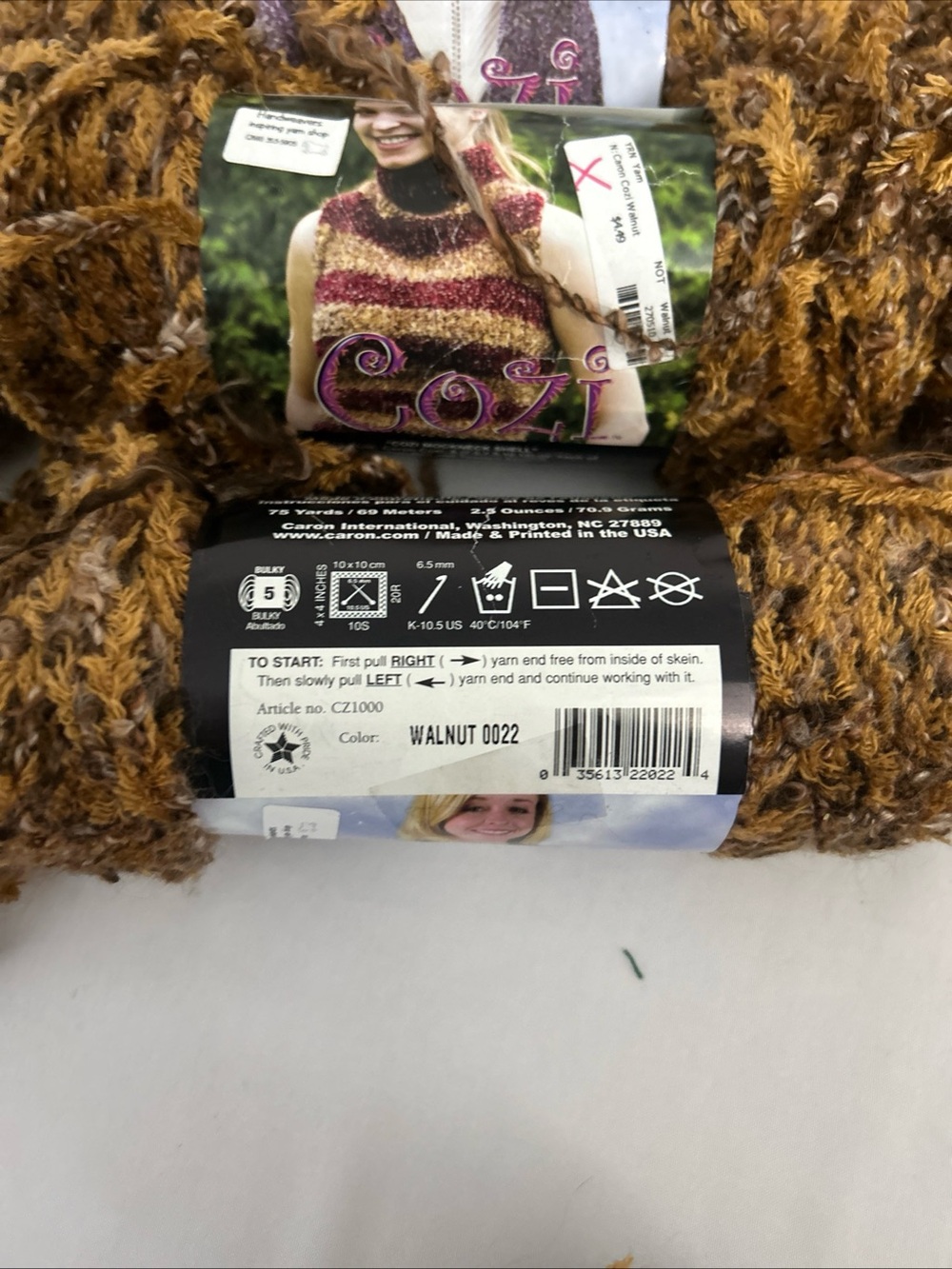 Caron Cozi Yarn Lot Of 12+ Skeins (x 75 Yards) Walnut 0022 Brown/amber/tan Bulky